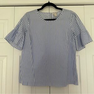 J. Crew Blue and White Striped Blouse